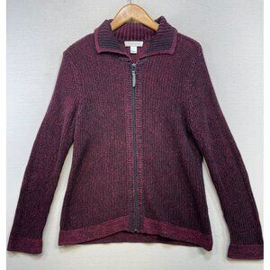 Christopher & Banks Womens Knitted Zip Cardigan Sweater Size M Black & Pink